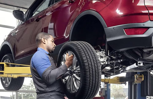 Photo of vehicle getting new tires